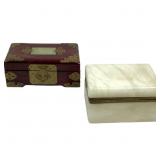 Wood & Brass w Inlay & Alibaster Jewelry Boxes