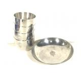 DuPont Stieffe Pewter Tumblers & Dish