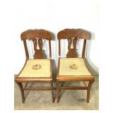 Antique Needlepoint Cushioned Side Chairs
