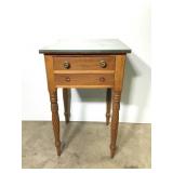Antique 2 Dwr Side Table w/ Barley Twist Legs