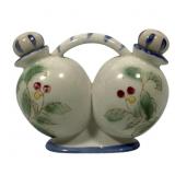 Vtg Hand Painted Ceramic O&V Cruet Set