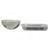 Glasbake 2 1/2 Qt Pan & Fire King Mixing Bowl