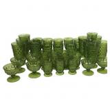 42pcs Green Fostoria Tumbling Block Glass