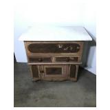 Painted Dry Sink Base w/ White Marble Top