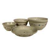 4 Pcs Longaberger Pottery Crocks & Plate
