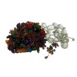 Antique Czech Glass Fruit Lamp Shade & Crystals
