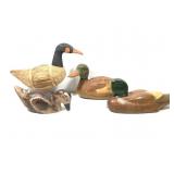 4 Vtg Carved Wooden Duck Decoys & Decor