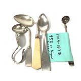 1819 -38 Silver Condiment Ladle 4 Spoons Silver+