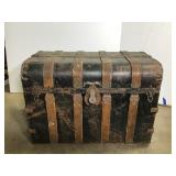 Antique Monitor-Style Steamer Trunk