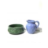 Vtg Matte Finish Low Bowl & Pitcher
