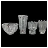 4 Orrefors Sweden Crystal Vases Bowl