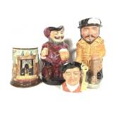 Royal Doulton Figural Beer Steins 4Pcs