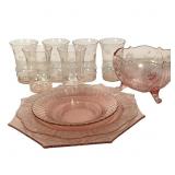 10 Pcs Pink Depression Glass