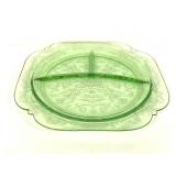 Uranium Depression Glass Divided Grill Plate