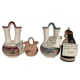 4pcs Western Style Pottery Items w Bells