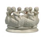 8 1/2" Procelain Cherubs Riding Geese Planter