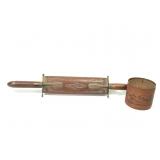 Vtg Wood & Brass Carving Set & Leather Copper Penc