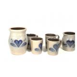 6 Pcs Stoneware Pottery w Rowe Pottery Works