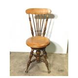 Antique Wooden Piano Chair w/ Ball & Claw Feet
