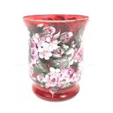 Fenton Hand Painted Ruby Glass Cylinder Vase