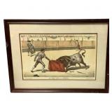 Un Pase Con La Derecha Bull Fighting Framed Repro