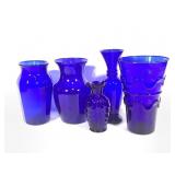 5 Cobalt Blue Vases
