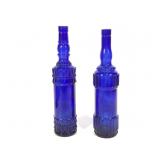 2 Vtg Cobalt Blue Wine Bottles