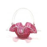 Vtg Cranberry Ruffled Edge Basket