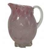Pink White Splatter Glass Pitcher