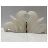 Vtg Carved Banded Onyx Bookends 5" H