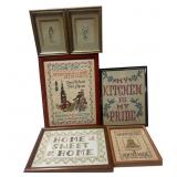 6 Vtg Cross Stitch & Stitchery Works