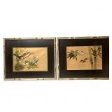 Asian Floral Bamboo Paintings