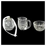 Waterford Cream & Sugar & Christmas Ornament