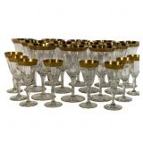 20pcs Tiffin Glass Goblets Gold Incrusted Rims
