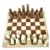 Complete Carved Agate Chess Set
