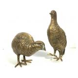 2 Brass Quail Figures