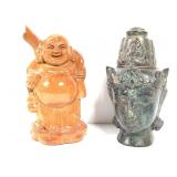 Vishnu Bust Cast Metal Hand Carved Laughing Buddha