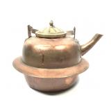 10 1/4" H Copper Tea Kettle w Brass Lid