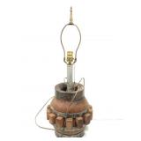 Antique Wooden Wagon Wheel Hub Lamp Works
