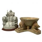 Lion of Judah Sculpture & Lion Bowl