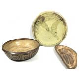 Studio Art Pottery Bowl & Plates