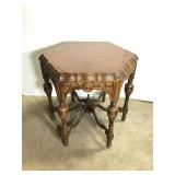 Vintage Carved Hexagonal Side Table