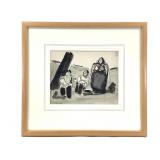 Josef Herman Ink Wash Drawing Resting Figures