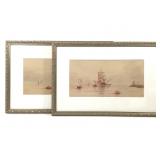 Regional Maritime Watercolor W Mottram Signed Pr