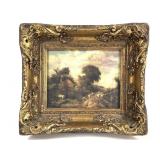 English Pastoral Scene Oil on Canvas