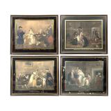4 Hand Colored Stipple Engravings Early 19th C