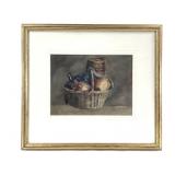 Watercolor aft Peter De Wint Still Life w Basket