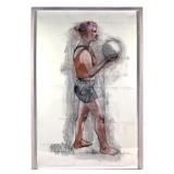 Tim Kennedy Kate Volleyball Conte Crayon Drawing