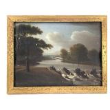 Antique Landscape on Oil Board