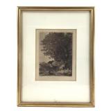 Wm Hole Landscape Etching after Corot